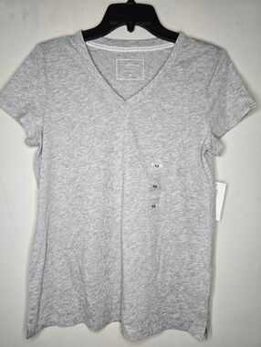 Charter Club Cotton V-Neck Pajama T-Shirt Pullover Misty Grey Heather XS - M